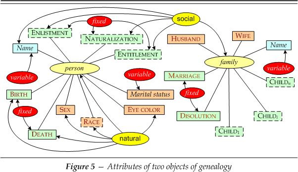 Attributes of two objects of genealogy